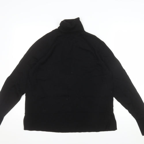 C Mens Black Merino Wool Roll Neck Jumper M Classic Fit