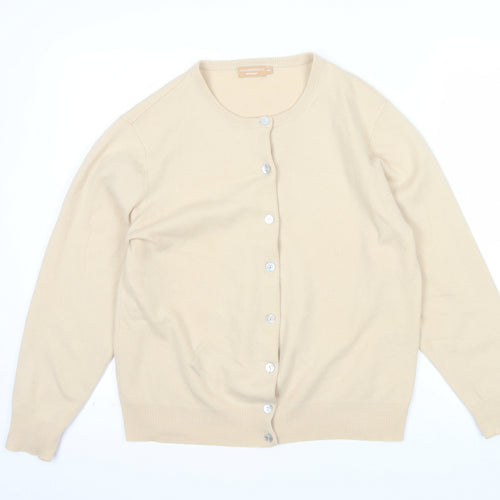 El Corte Inglés Women Beige 100% Cashmere Cardigan Size 16