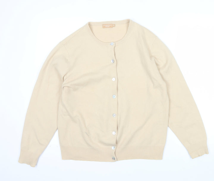 El Corte Inglés Women Beige 100% Cashmere Cardigan Size 16