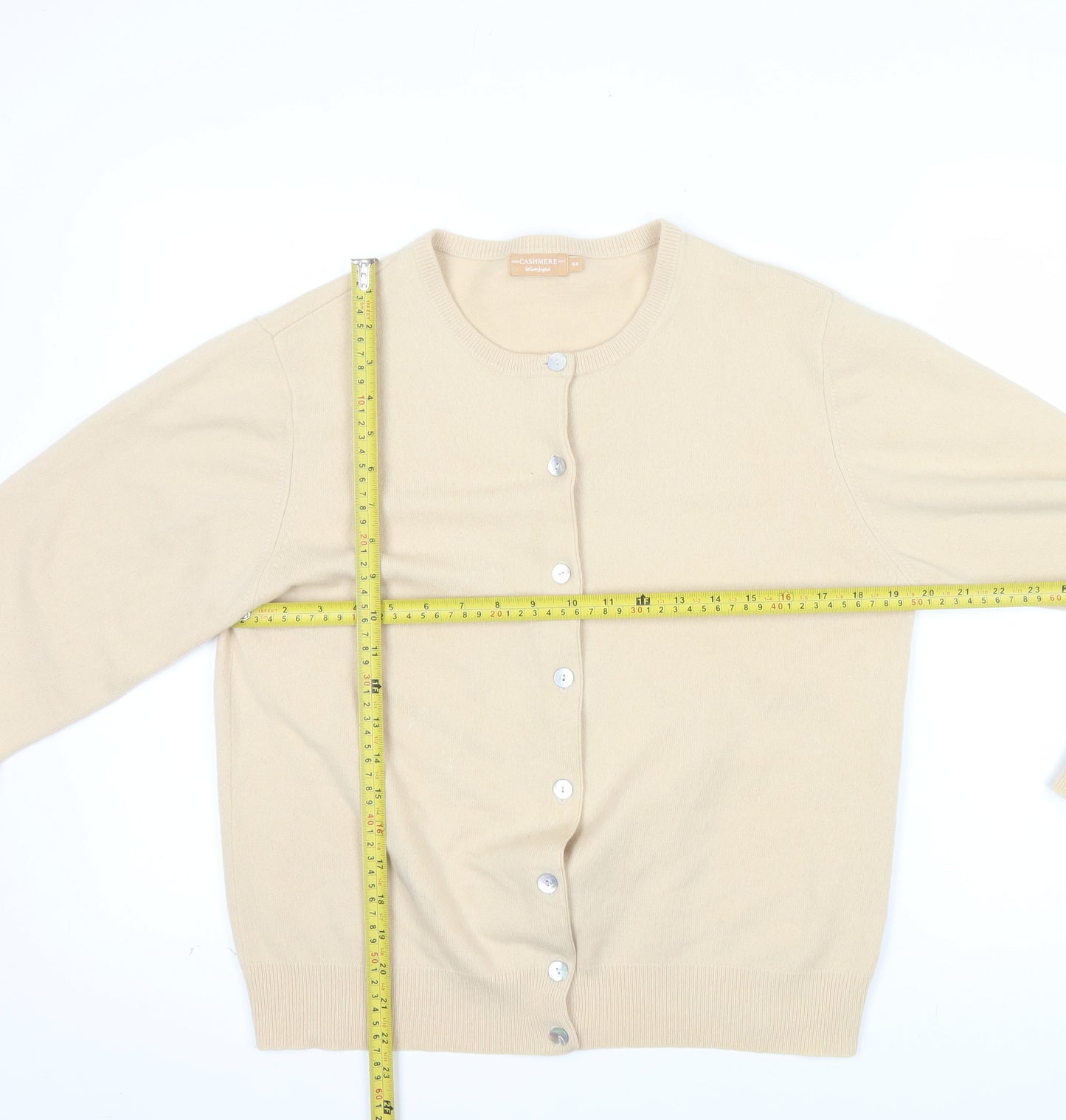 El Corte Inglés Women Beige 100% Cashmere Cardigan Size 16