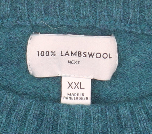 Next Women's Blue Lambswool Crew Neck Pullover Jumper 2XL