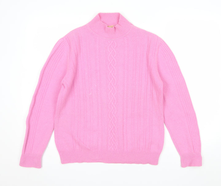 El Corte Inglés Women's Pink 100% Cashmere Mock Neck Jumper Size 14