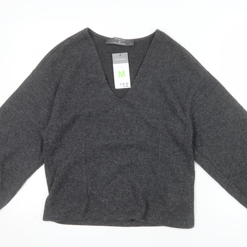 Primark Womens Grey V-Neck Knit Pullover Jumper Size M