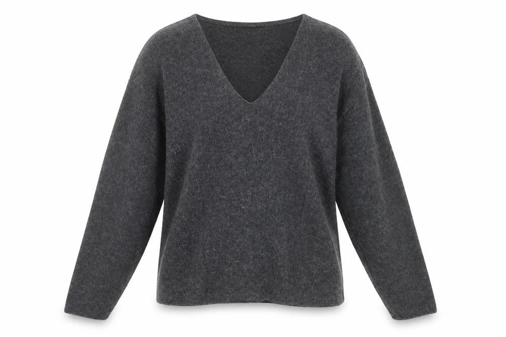 Primark Womens Grey V-Neck Knit Pullover Jumper Size M