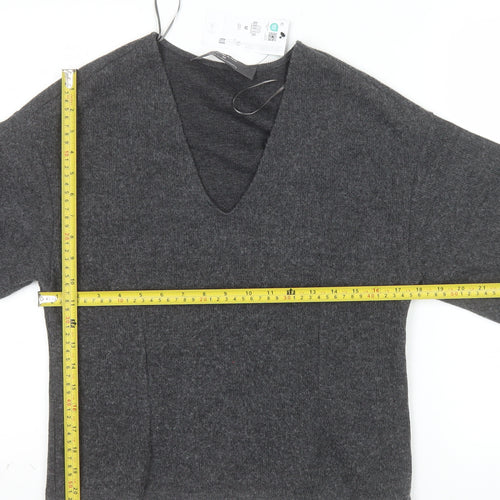 Primark Womens Grey V-Neck Knit Pullover Jumper Size M