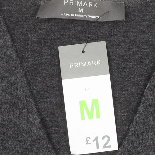 Primark Womens Grey V-Neck Knit Pullover Jumper Size M
