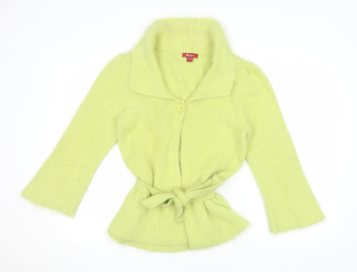 Monsoon Women's Green Angora Collared Belted Cardigan Size 10