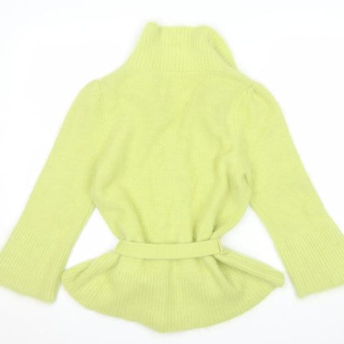 Monsoon Women's Green Angora Collared Belted Cardigan Size 10