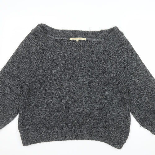River Island Women Grey Chunky Knit Boat Neck Pullover Jumper Size 12