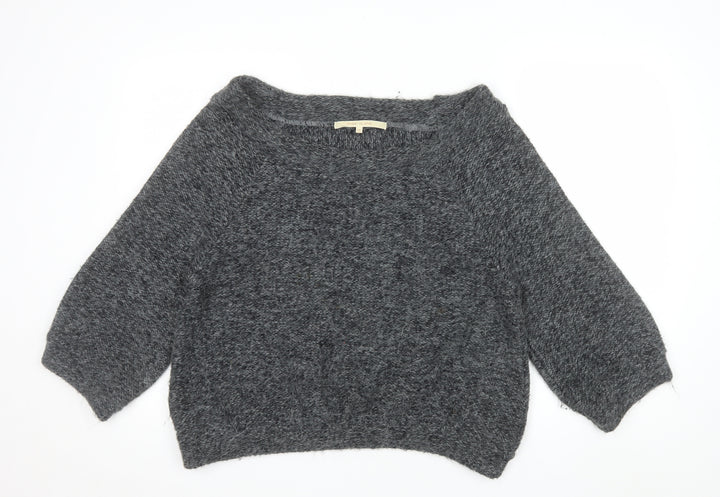 River Island Women Grey Chunky Knit Boat Neck Pullover Jumper Size 12