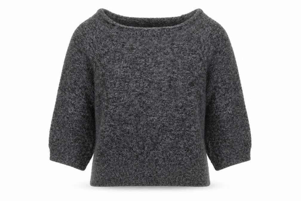 Front view of River Island Women Grey Chunky Knit Boat Neck jumper, size 12