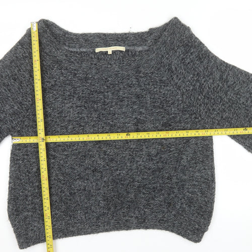 River Island Women Grey Chunky Knit Boat Neck Pullover Jumper Size 12