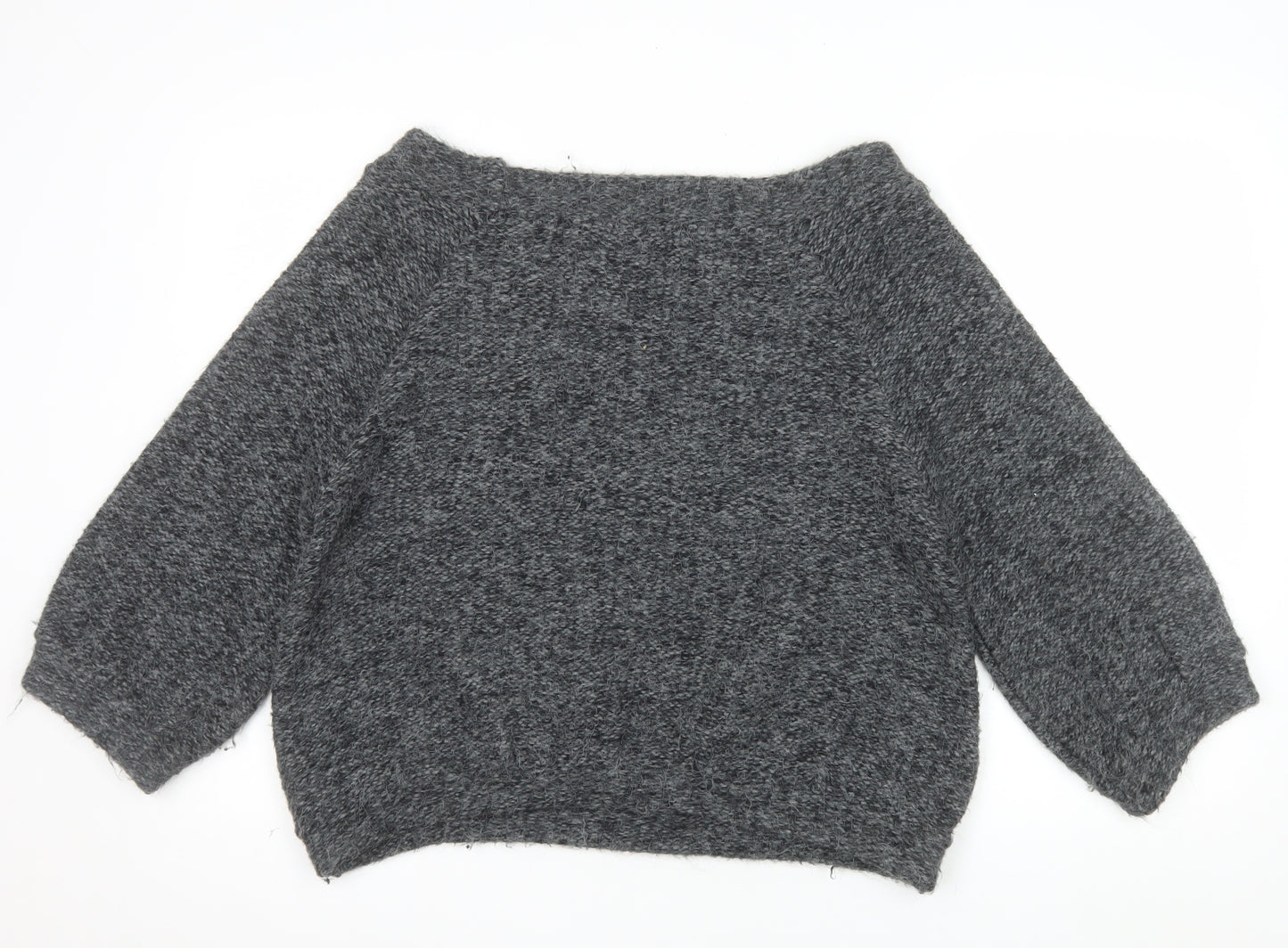 River Island Women Grey Chunky Knit Boat Neck Pullover Jumper Size 12