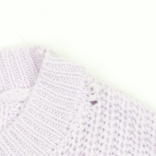 Boohoo Women Lilac Knit Jumper Small Acrylic Long Sleeve Crew Neck