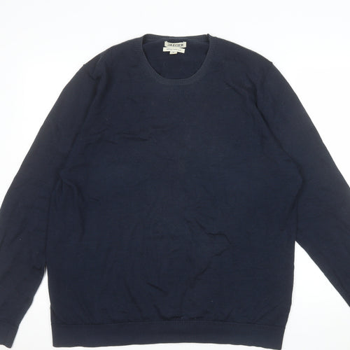 Jaeger Men Blue XL Merino Silk Crew Neck Jumper