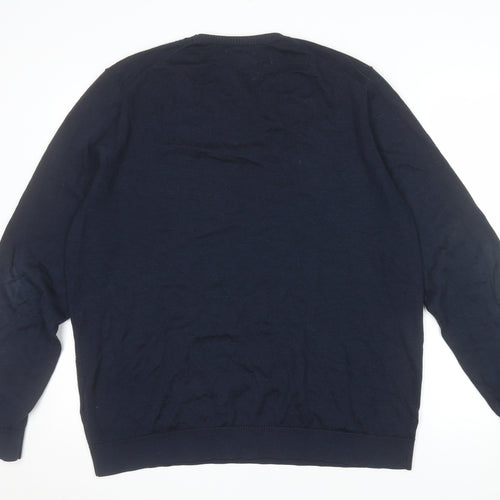 Jaeger Men Blue XL Merino Silk Crew Neck Jumper