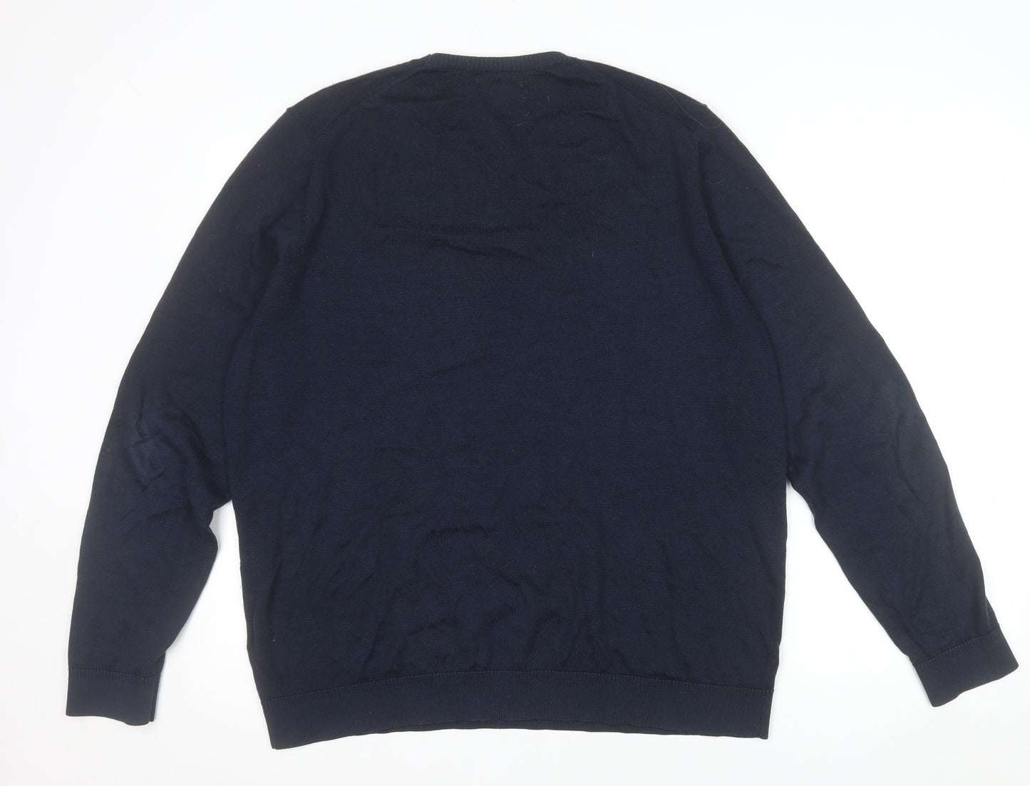 Jaeger Men Blue XL Merino Silk Crew Neck Jumper