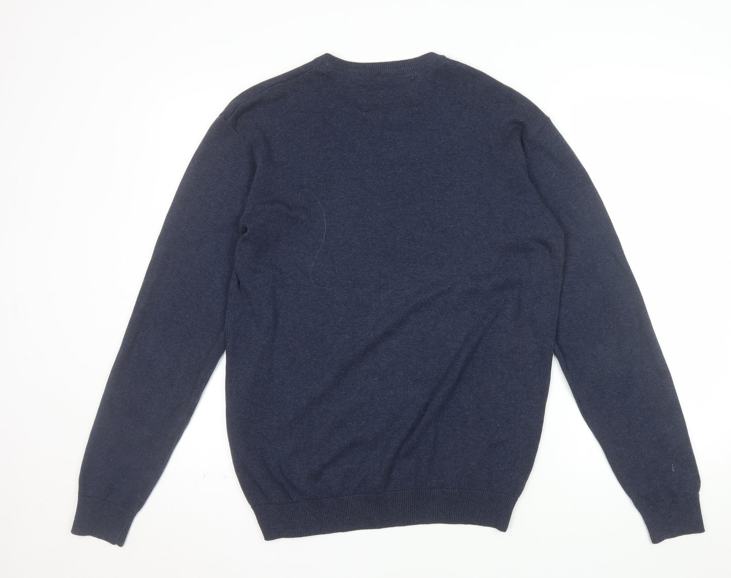Sandstone Men's Blue Cotton V-Neck Jumper Size S