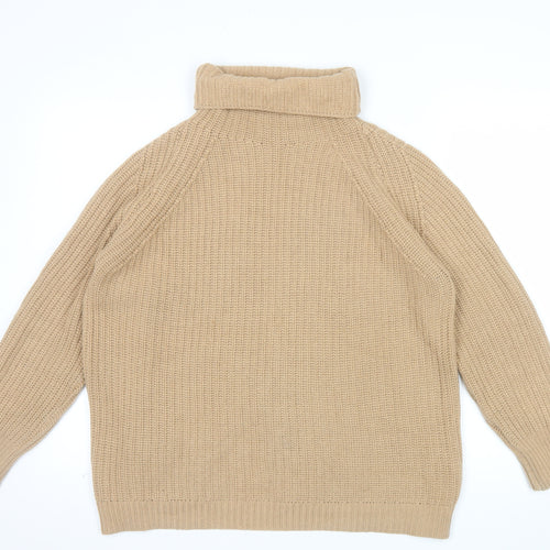 FARHI by Nicole Farhi Women Beige Roll Neck Wool Blend Jumper L