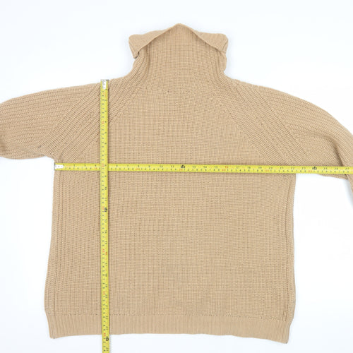 FARHI by Nicole Farhi Women Beige Roll Neck Wool Blend Jumper L
