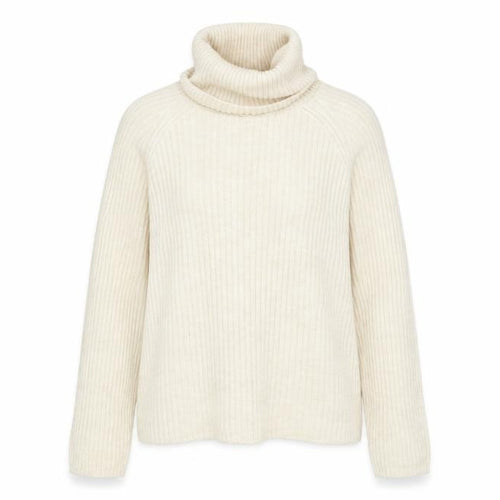 Stradivarius Women Beige Roll Neck Ribbed Knit Jumper Size 12