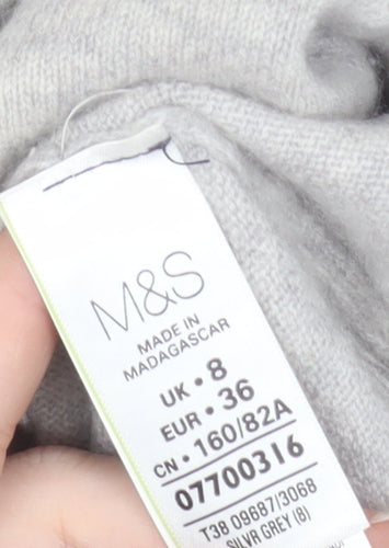 Marks and Spencer Women’s Grey 100% Cashmere Cowl Neck Jumper Size 8