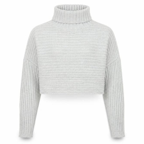 New Look Women Grey Roll Neck Ribbed Knit Jumper Size S