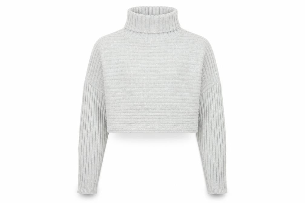 New Look Women Grey Roll Neck Ribbed Knit Jumper Size S