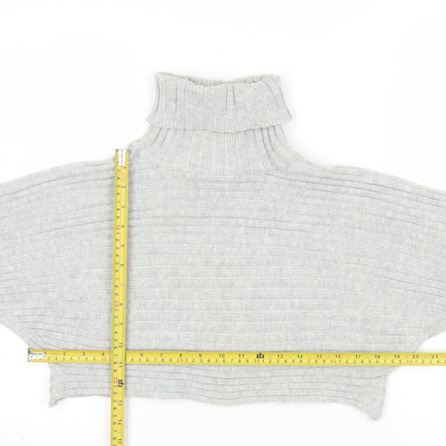 New Look Women Grey Roll Neck Ribbed Knit Jumper Size S