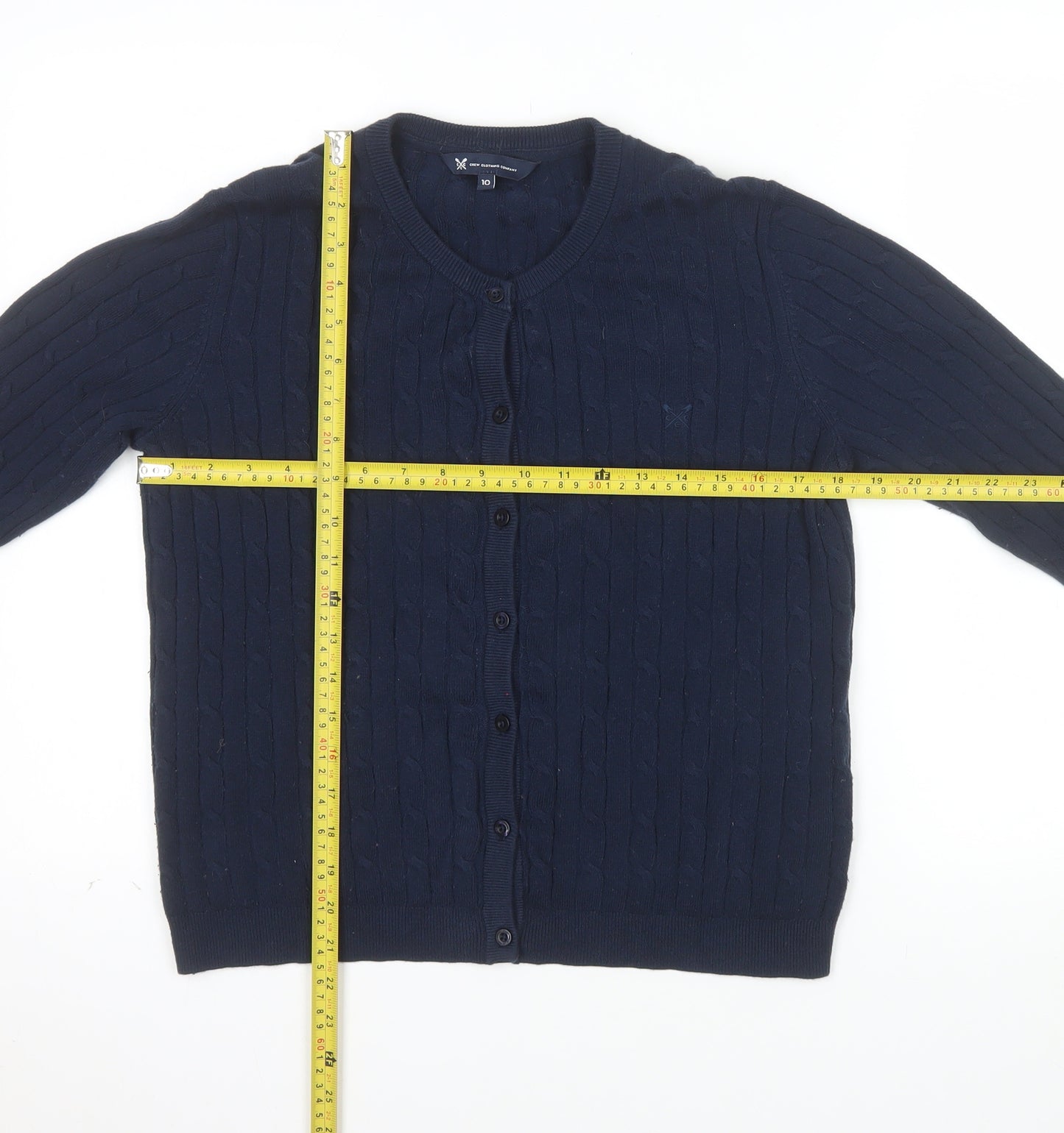 Crew Clothing Company Women's Blue Size 10 Cable-Knit Cardigan
