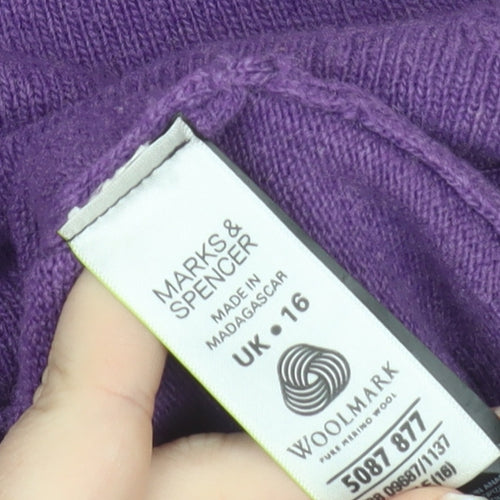 Marks and Spencer Women’s Purple Roll Neck Lambswool Jumper UK 16