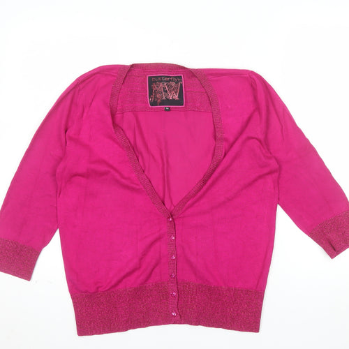 Butterfly by Matthew Williamson Women's Pink Size 14 V-Neck Cardigan