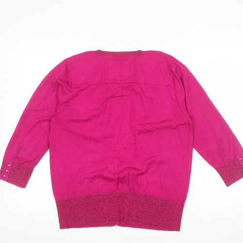 Butterfly by Matthew Williamson Women's Pink Size 14 V-Neck Cardigan