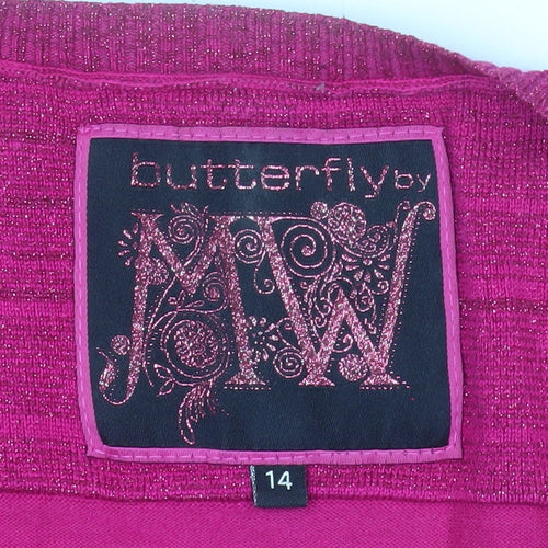 Butterfly by Matthew Williamson Women's Pink Size 14 V-Neck Cardigan