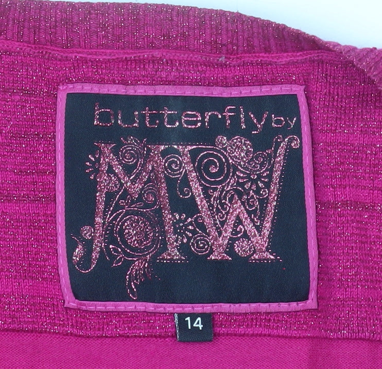 Butterfly by Matthew Williamson Women's Pink Size 14 V-Neck Cardigan