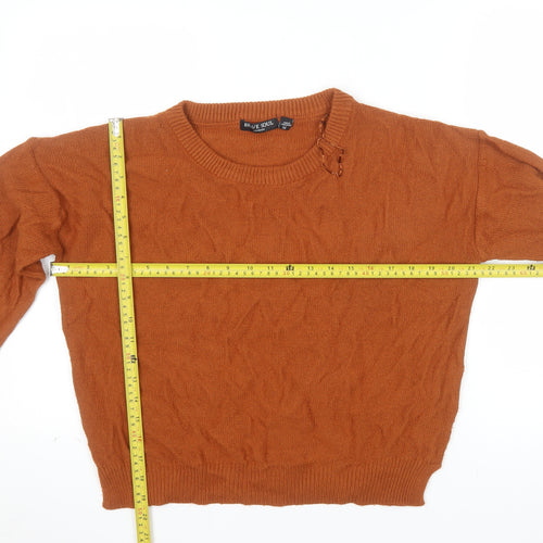 Brave Soul Men's Brown Crew Neck Acrylic Jumper Size M
