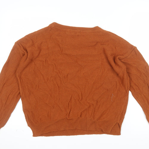Brave Soul Men's Brown Crew Neck Acrylic Jumper Size M