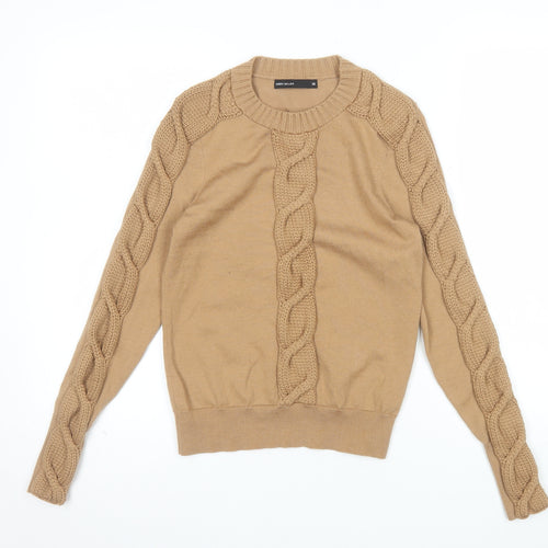 Karen Millen Women's Beige Cable-Knit Crew Neck Jumper XS