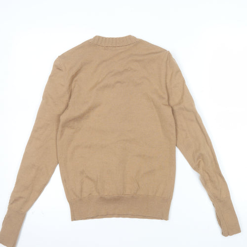 Karen Millen Women's Beige Cable-Knit Crew Neck Jumper XS