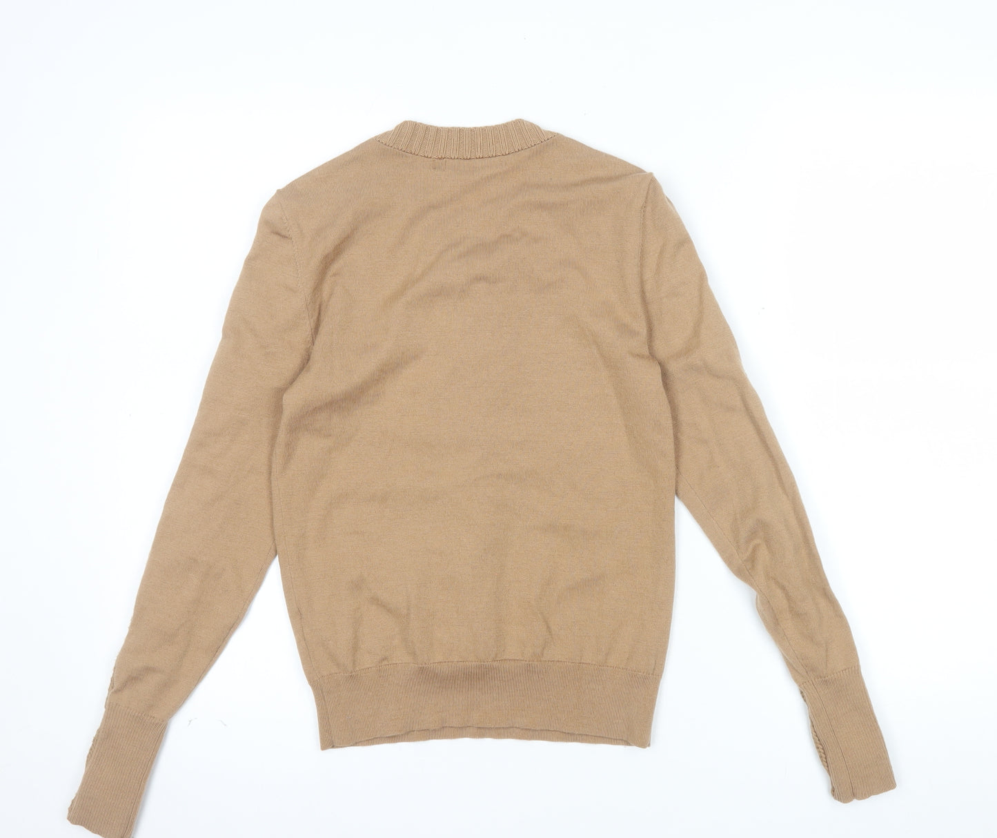 Karen Millen Women's Beige Cable-Knit Crew Neck Jumper XS