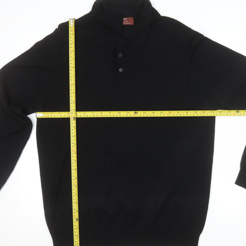 Marks and Spencer Men's Black Merino Wool Henley Jumper L