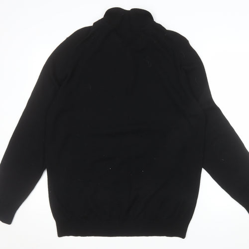 Marks and Spencer Men's Black Merino Wool Henley Jumper L