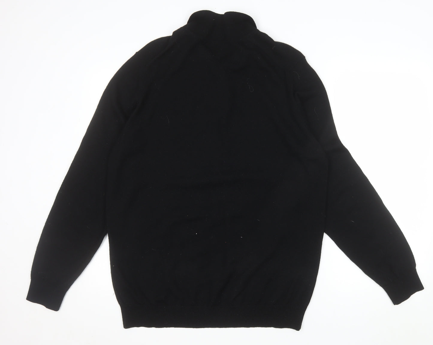 Marks and Spencer Men's Black Merino Wool Henley Jumper L