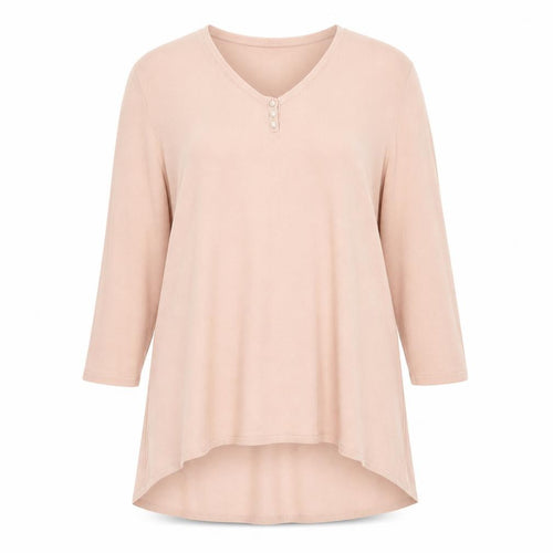 Michele Hope Womens Beige Knit 3/4 Sleeve V-Neck Blouse Size 14