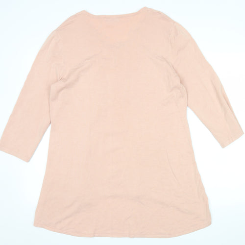 Michele Hope Womens Beige Knit 3/4 Sleeve V-Neck Blouse Size 14