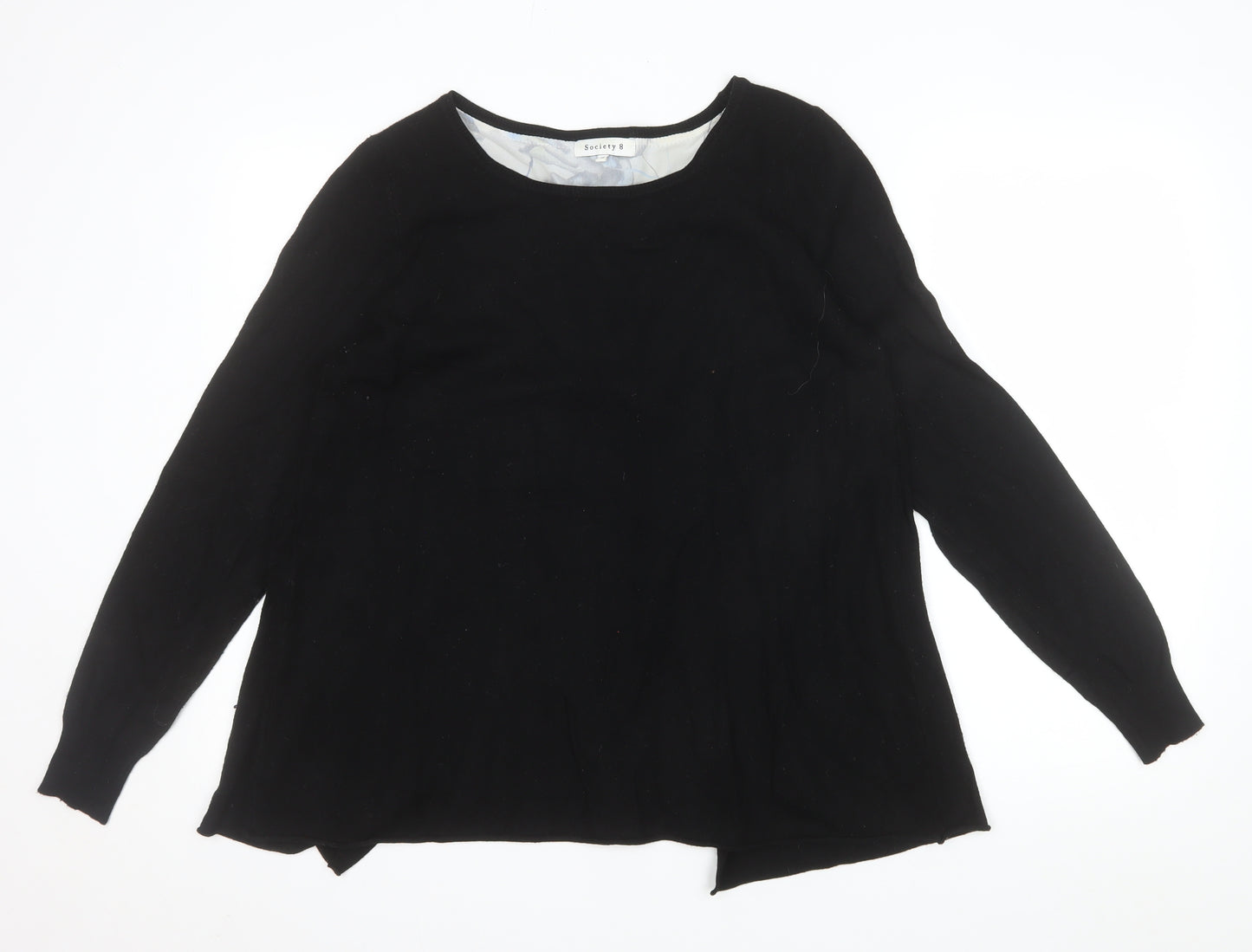 Society 8 Women's Black Round Neck Long Sleeve Cardigan Size 12