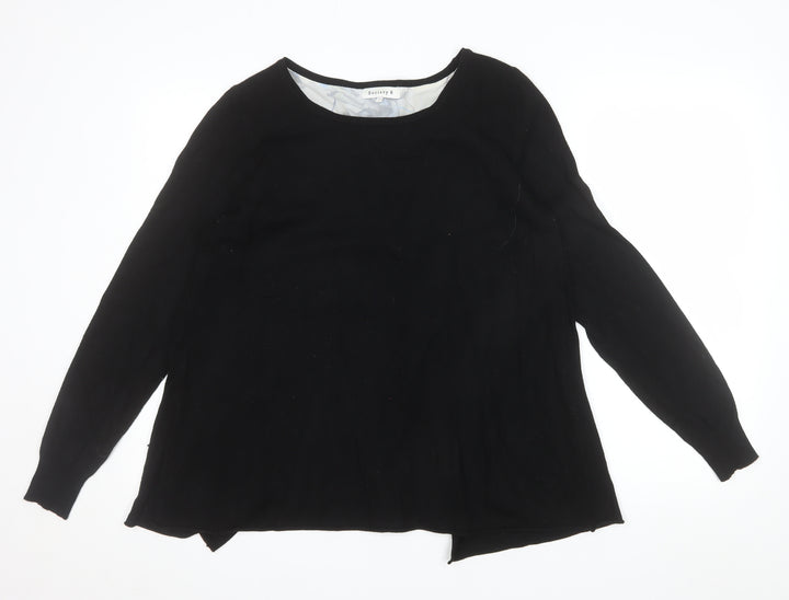 Society 8 Women's Black Round Neck Long Sleeve Cardigan Size 12