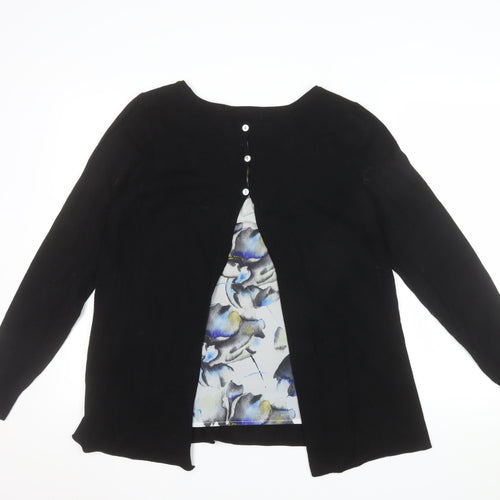 Society 8 Women's Black Round Neck Long Sleeve Cardigan Size 12