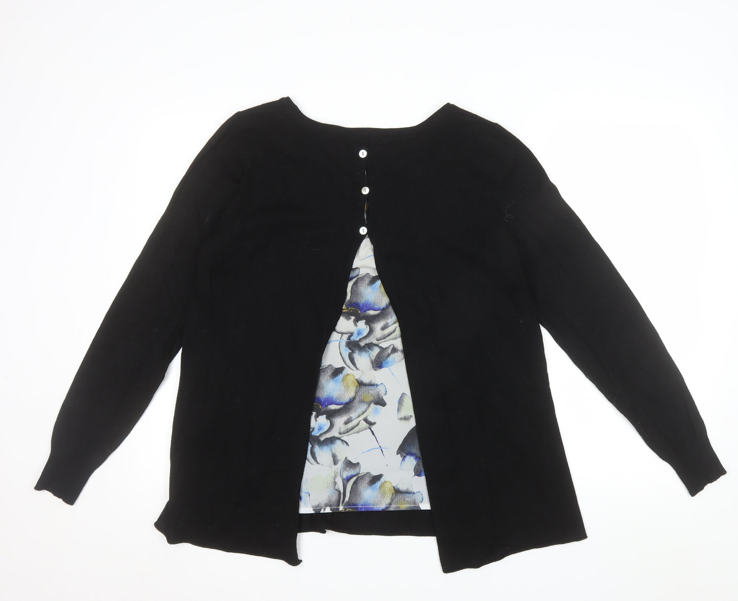 Society 8 Women's Black Round Neck Long Sleeve Cardigan Size 12