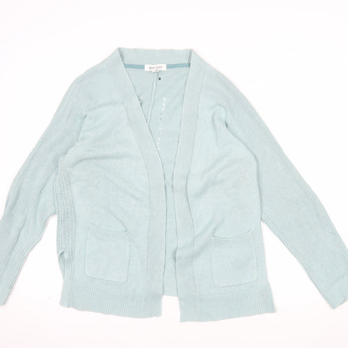 White Stuff Women's Blue Cotton Linen Open Knit Cardigan UK 8